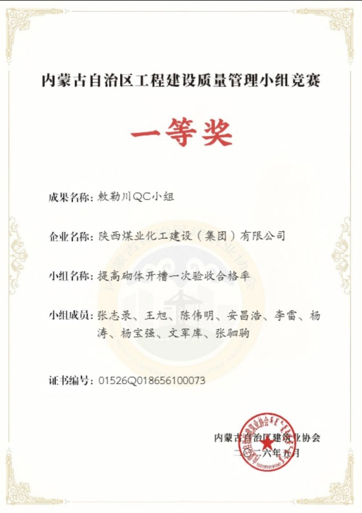 陜煤建設(shè)內(nèi)蒙古分公司：QC成果新突破，質(zhì)量管理再創(chuàng)佳績